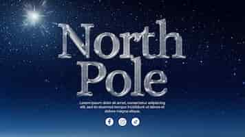 Free PSD banner with north pole ice effect on starry background with text