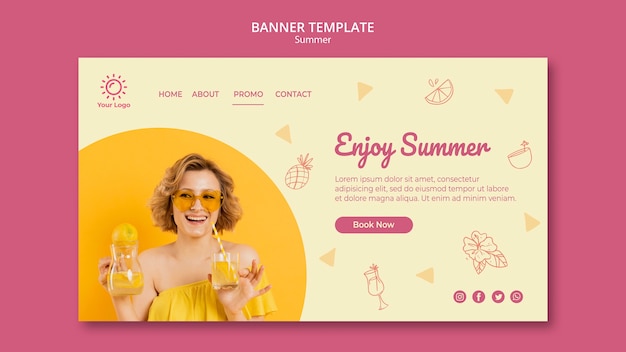 Banner with summer party template design