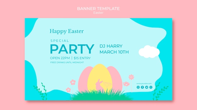 Free PSD banner with thematic easter day