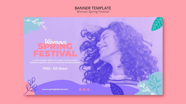 Free PSD banner with woman spring festival