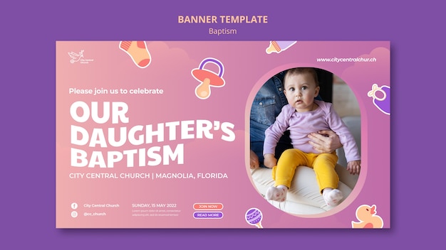 Free PSD baptism banner template design