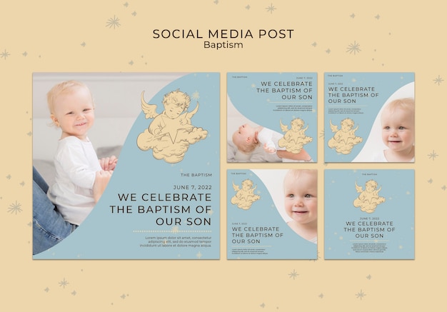 Baptism instagram posts template design