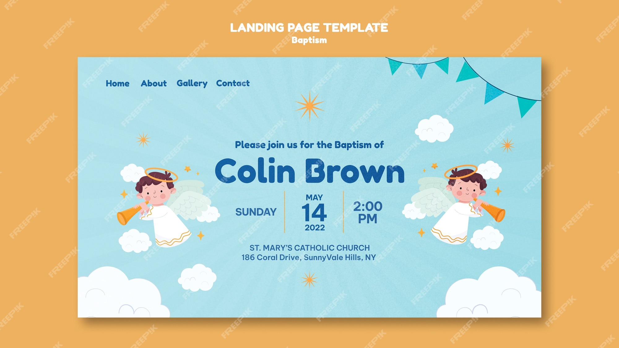 Free PSD | Baptism landing page template design