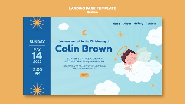 Baptism landing page template design