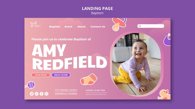 Free PSD baptism  landing page template design