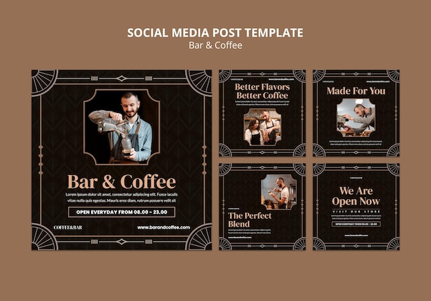 Free PSD bar and coffee social media posts