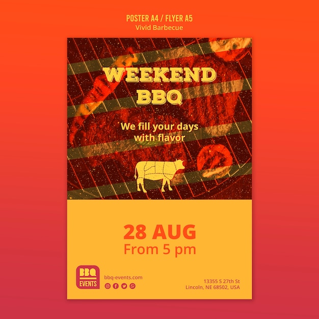 Free PSD barbecue concept poster template