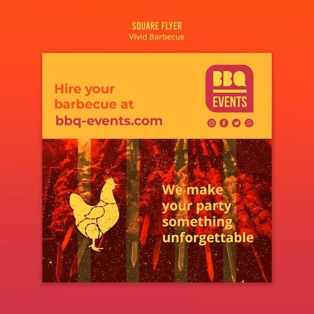 Barbecue concept square flyer template