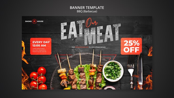 Free PSD barbecue house banner template