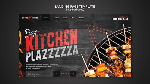 Free PSD barbecue house landing page template