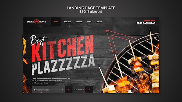 無料PSD バーベキューハウスのランディングページテンプレート