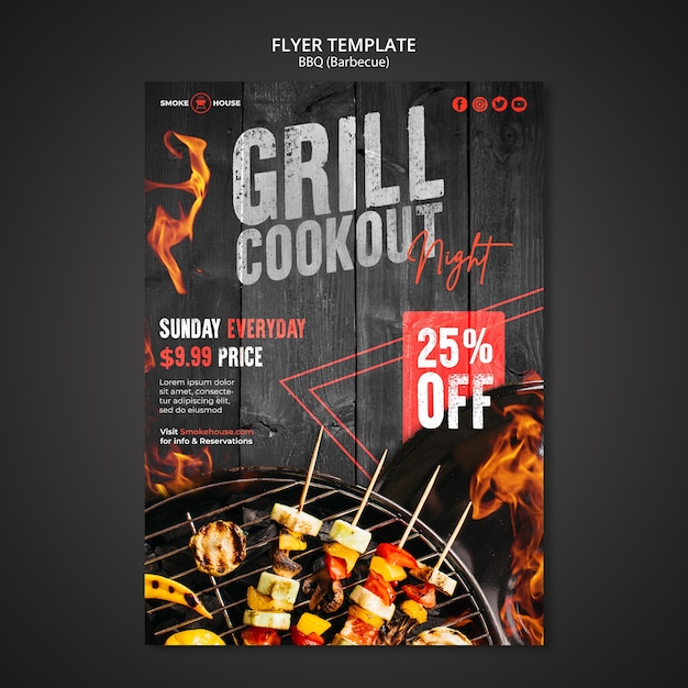 Free PSD barbecue house print template