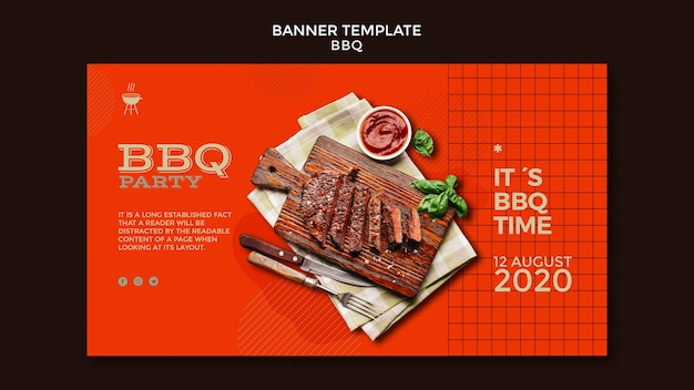 Free PSD barbecue party template banner