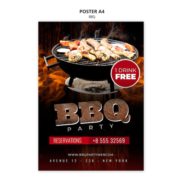 Free PSD barbecue poster a4 template