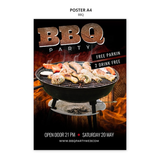 Free PSD barbecue template poster a4