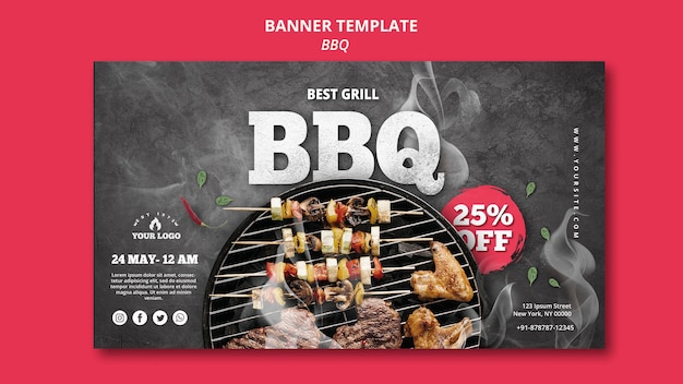 Free PSD barbeque banner template design