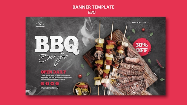 PSD gratuito stile del modello di banner barbecue
