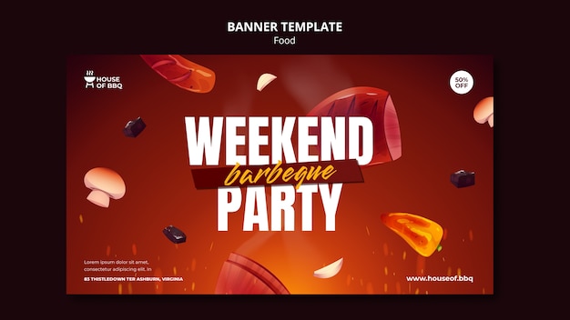 Barbeque weekend party banner template