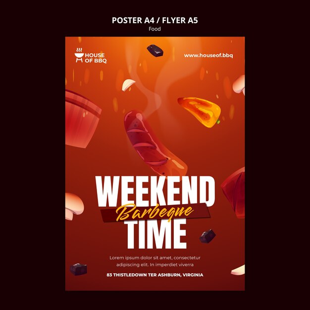 Barbeque weekend party poster template