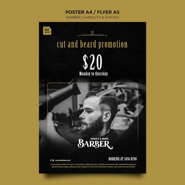 Free PSD barber shop ad template poster