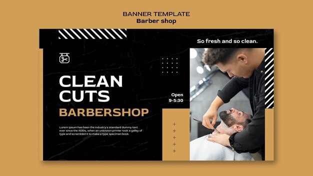 Barber shop banner design template