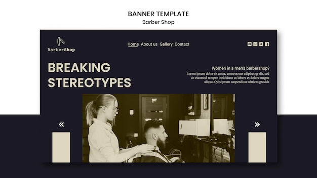 Barber shop banner template with picture