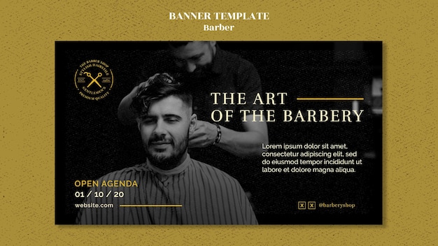 PSD gratuito modello di banner del negozio di barbiere