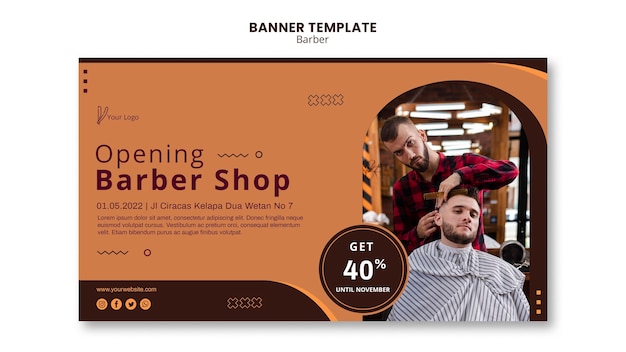 PSD gratuito modello di banner del negozio di barbiere
