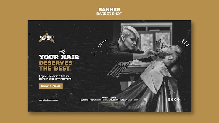 Free PSD barber shop banner