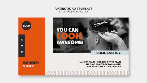 Barber shop facebook ad design template