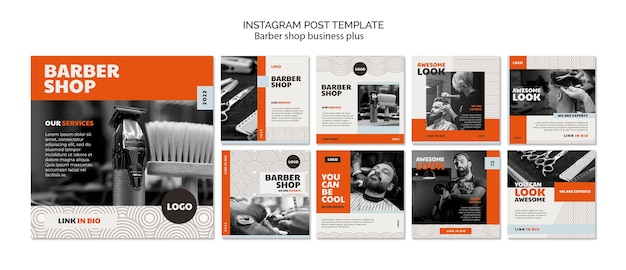 Barber shop instagram post design template