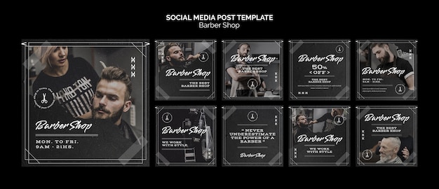 Barber shop instagram posts template design