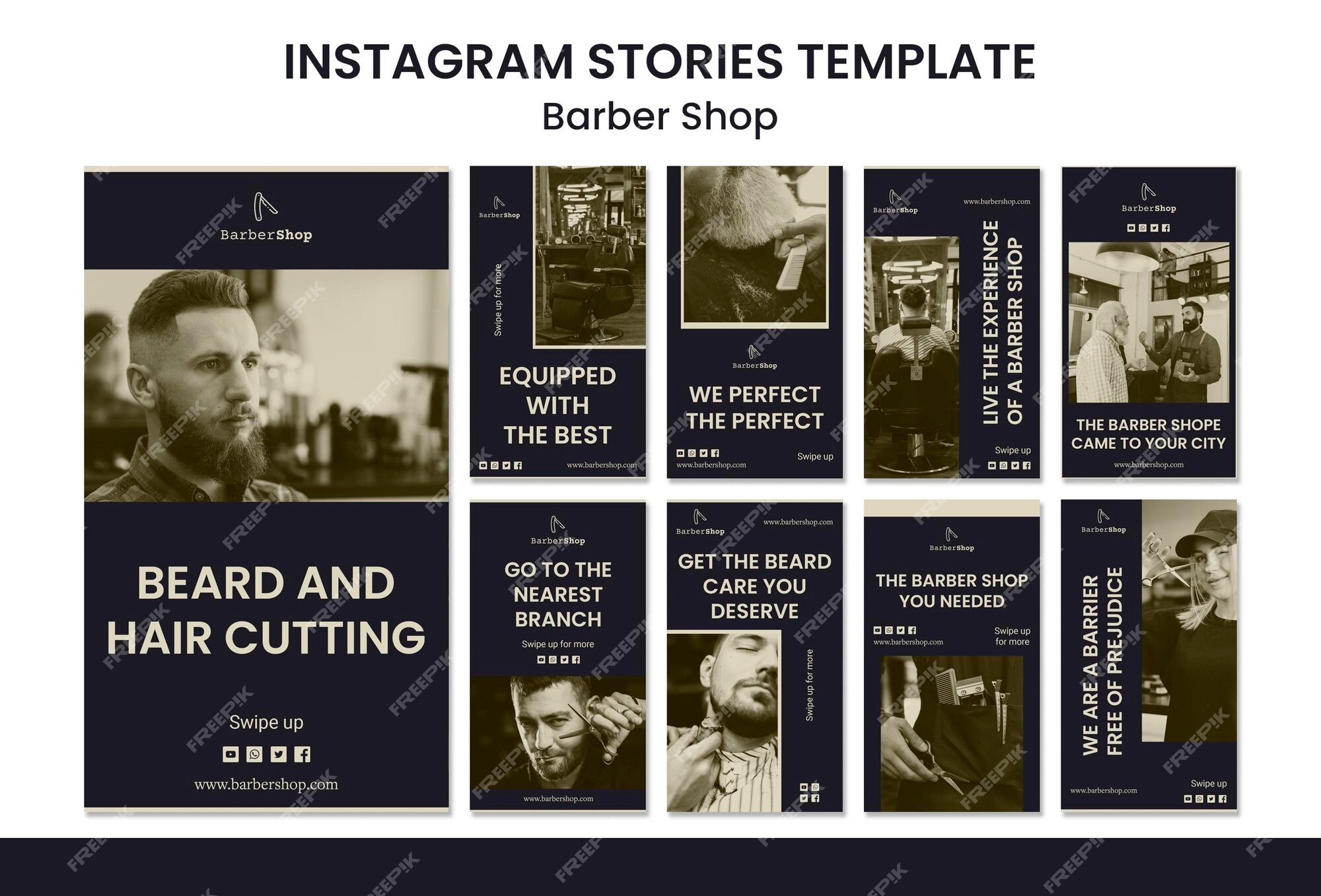 Free Barber Shop Promotion Instagram Story Template - Download in