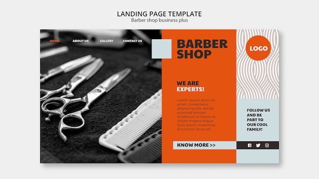 Free PSD barber shop landing page design template