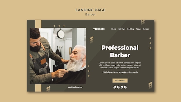 Free PSD barber shop landing page template