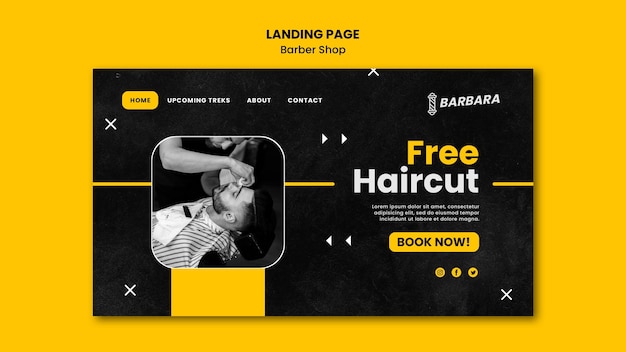 Free PSD barber shop landing page template