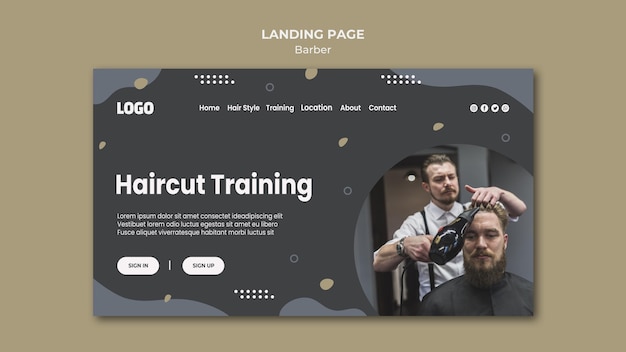 Free PSD barber shop landing page template