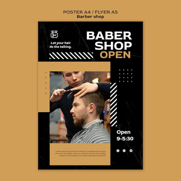 Free PSD barber shop poster design template