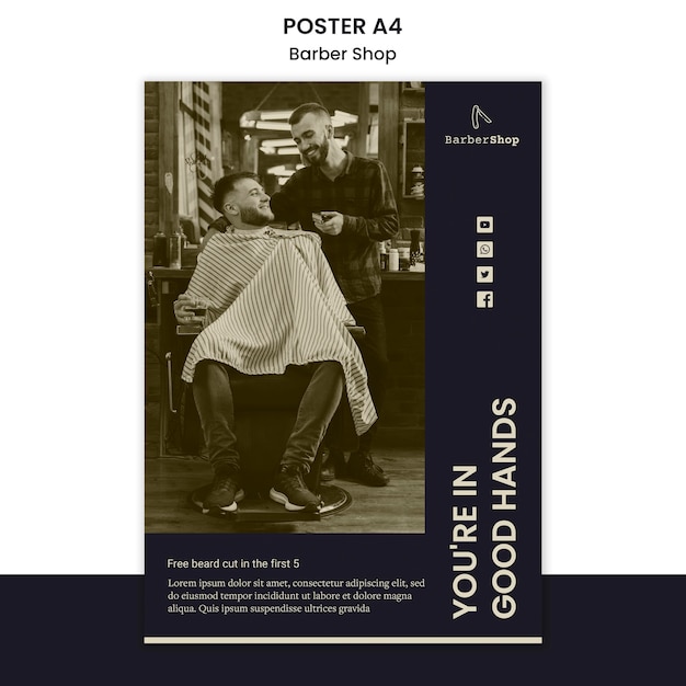 Barber shop poster template with image