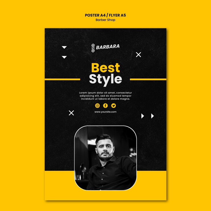 Free PSD barber shop poster template