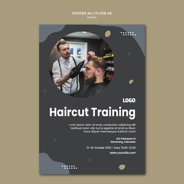 Barber shop poster template – Free PSD Download