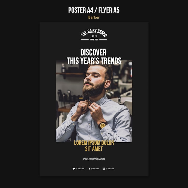 Free PSD barber shop poster template