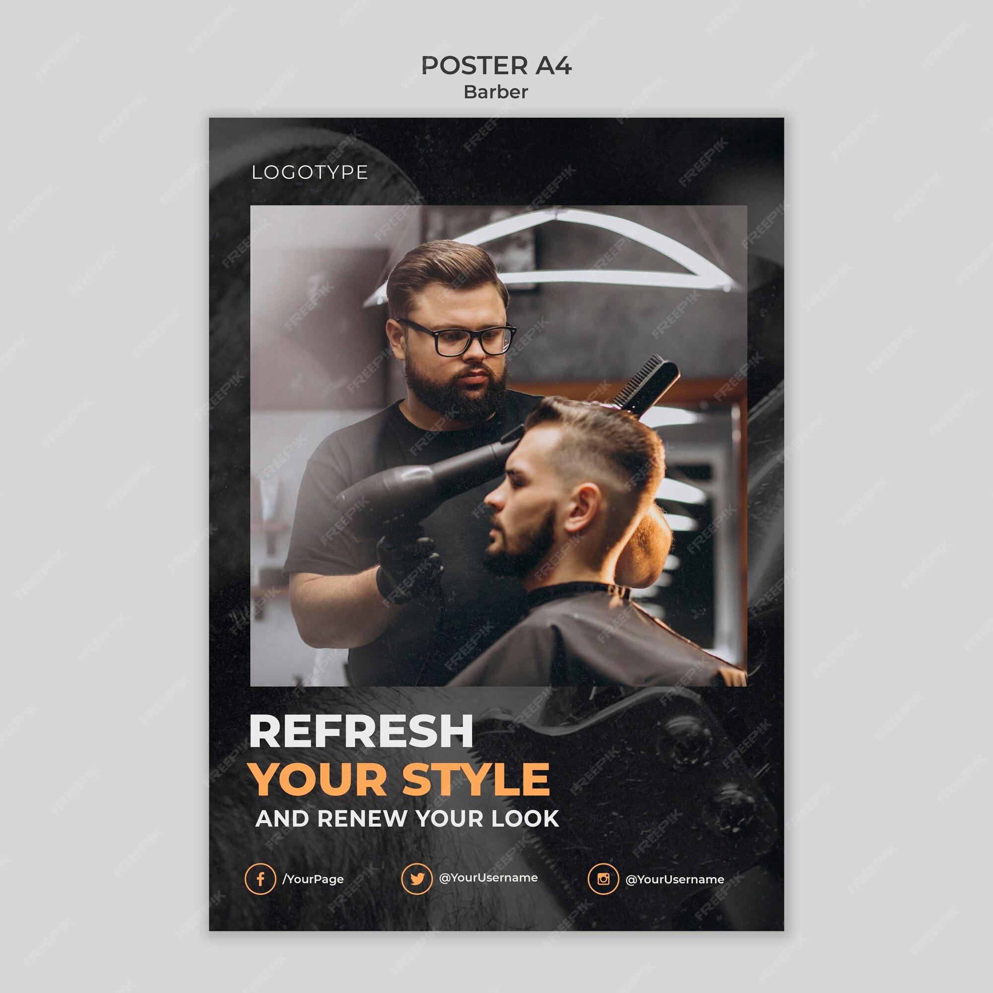Free PSD | Barber shop poster template