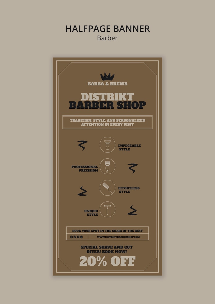 Free PSD barber shop service template