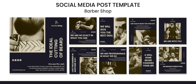 Barber shop social media post template