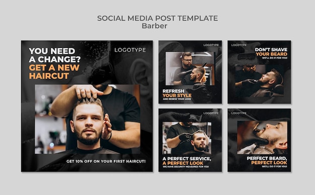 Free PSD barber shop social media posts