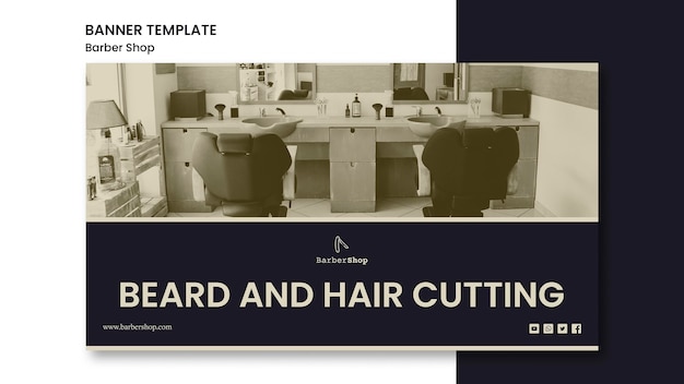 Free PSD barber shop template banner with picture