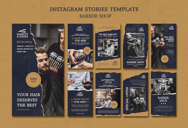 Free PSD barbershop instagram stories collection