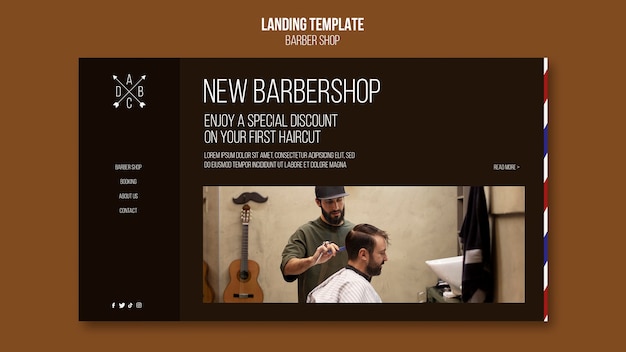 Free PSD barbershop landing page template