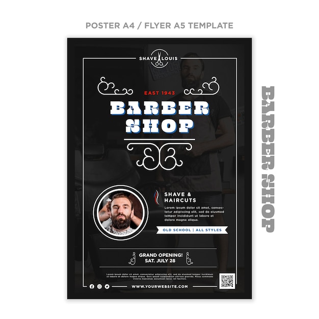 Free PSD barbershop vertical poster template